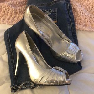 Shiny Silver 4.5” heels (.5" Platform)